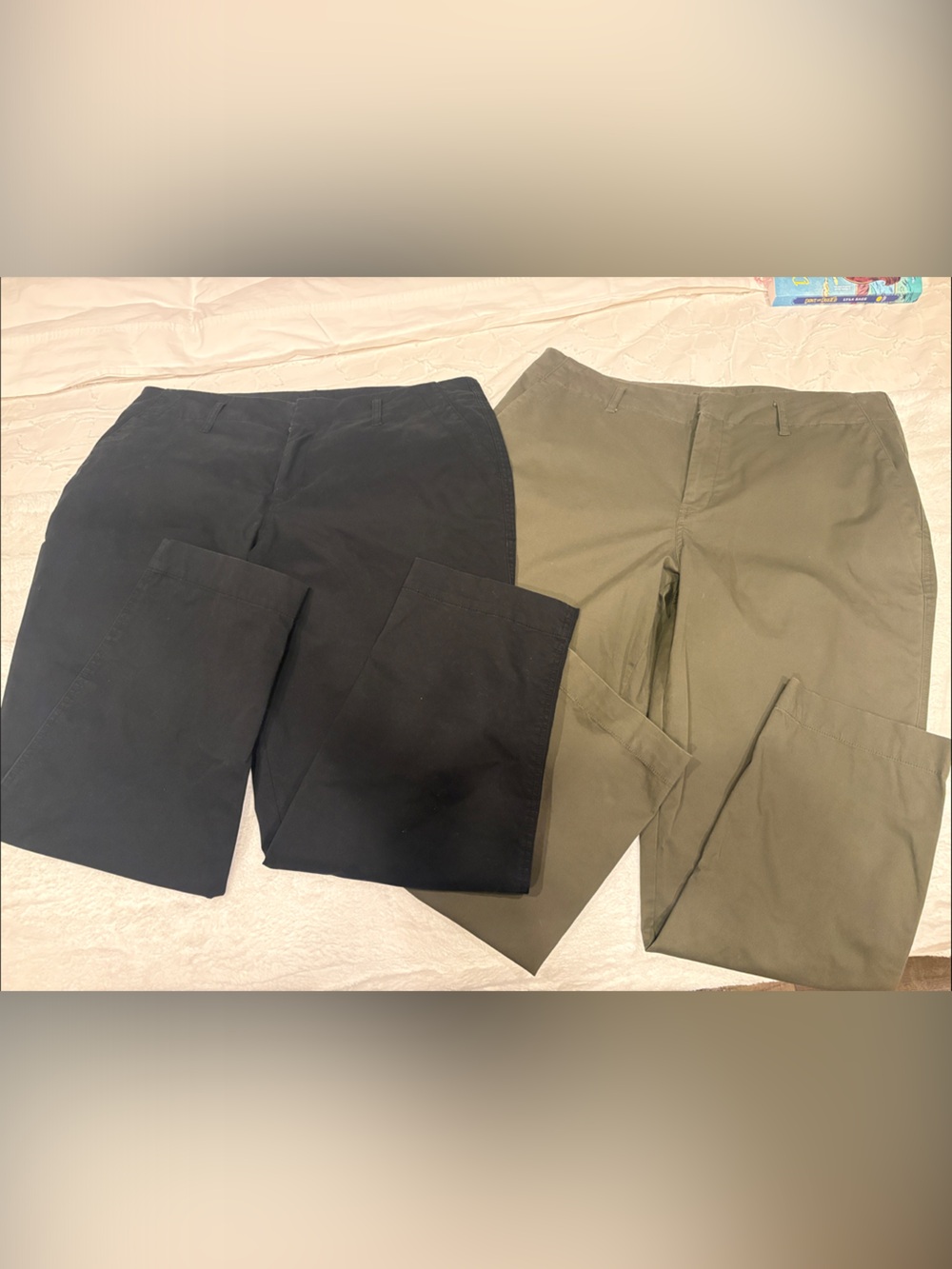 Womens Classic Chino Pants - Black and Olive Size 12